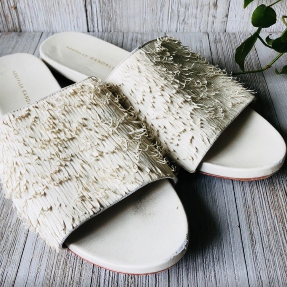 Loeffler Randall • Ava Ivory Leather Fringe Sandal